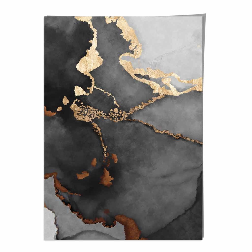 Black, Gray and Gold Abstract Art Poster No. 2 | Bowlift