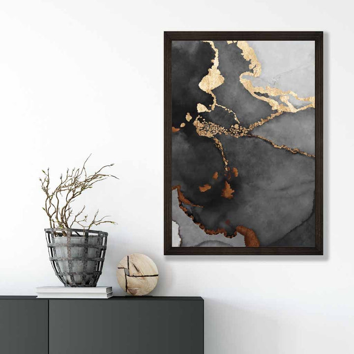 Black, Gray and Gold Abstract Art Poster No. 2 | Bowlift