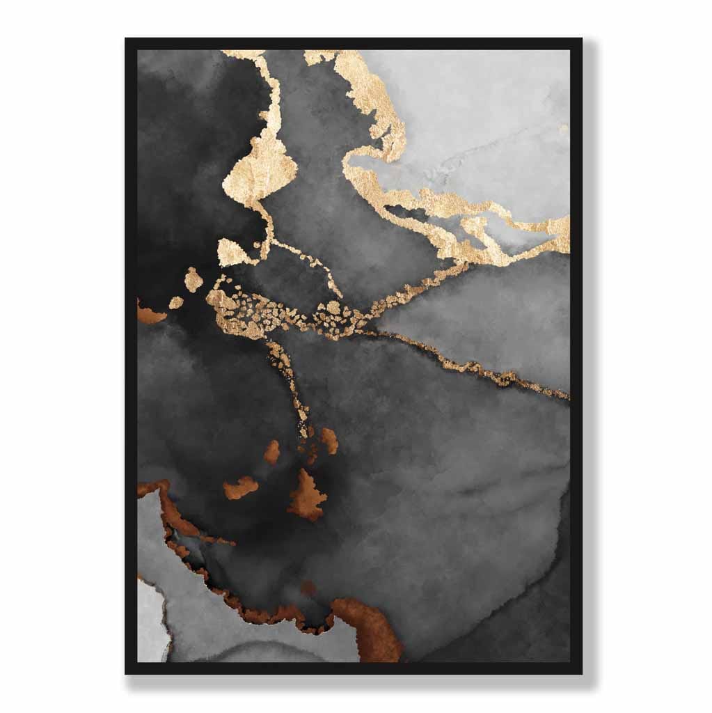 Black, Gray and Gold Abstract Art Poster No. 2 | Bowlift