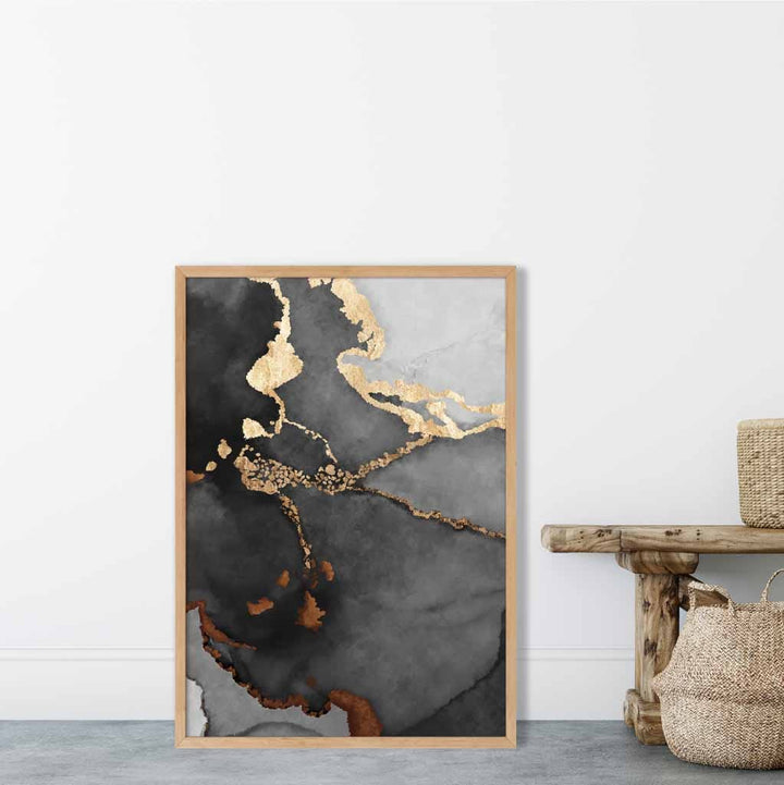 Black, Gray and Gold Abstract Art Poster No. 2 | Bowlift