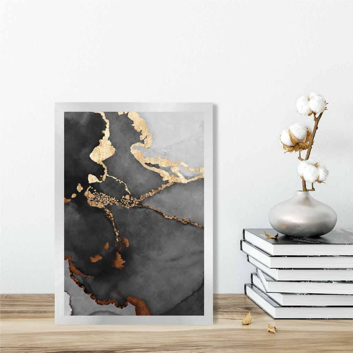 Black, Gray and Gold Abstract Art Poster No. 2 | Bowlift