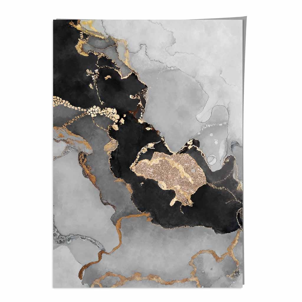 Black, Gray and Gold Abstract Art Poster No. 3 | Bowlift