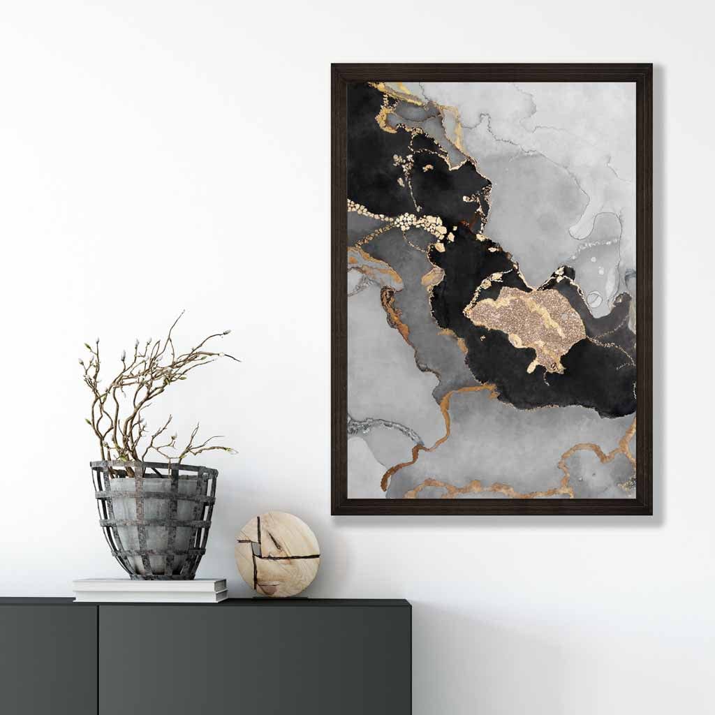 Black, Gray and Gold Abstract Art Poster No. 3 | Bowlift