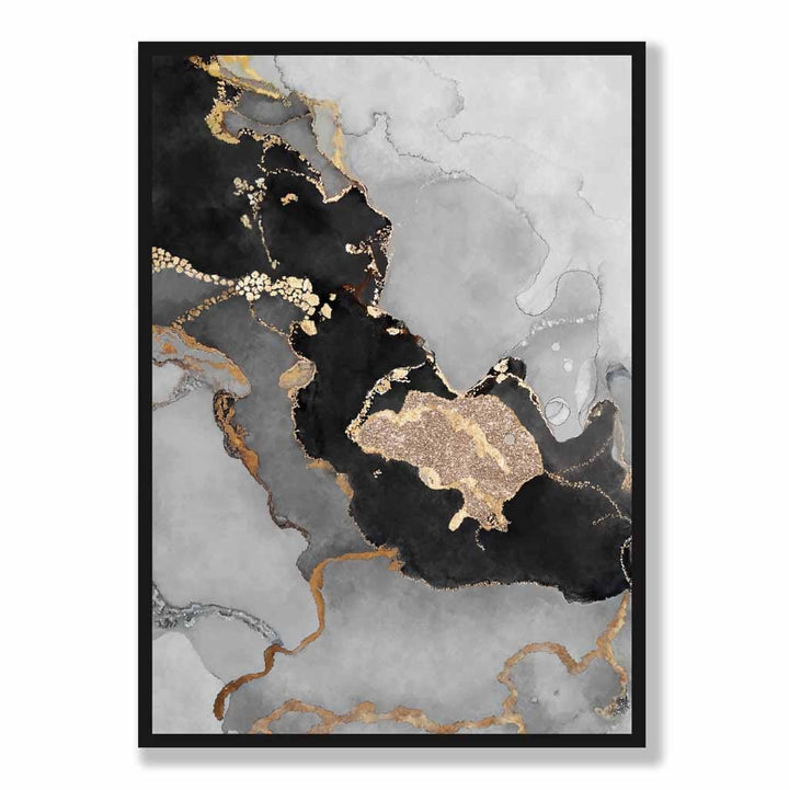 Black, Gray and Gold Abstract Art Poster No. 3 | Bowlift