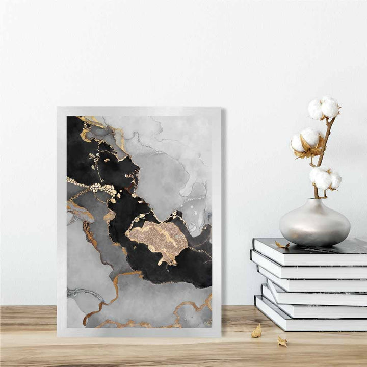 Black, Gray and Gold Abstract Art Poster No. 3 | Bowlift
