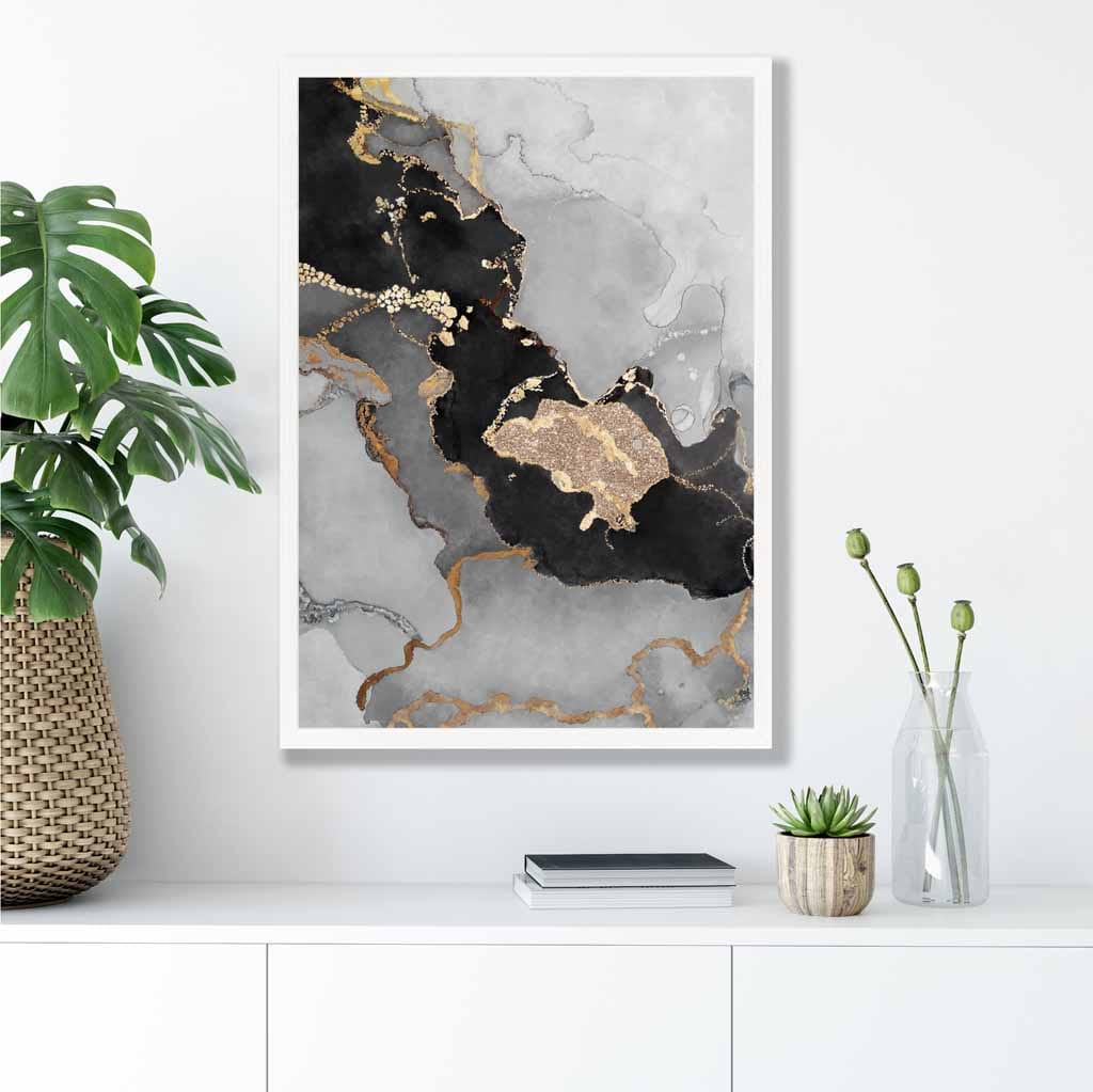 Black, Gray and Gold Abstract Art Poster No. 3 | Bowlift