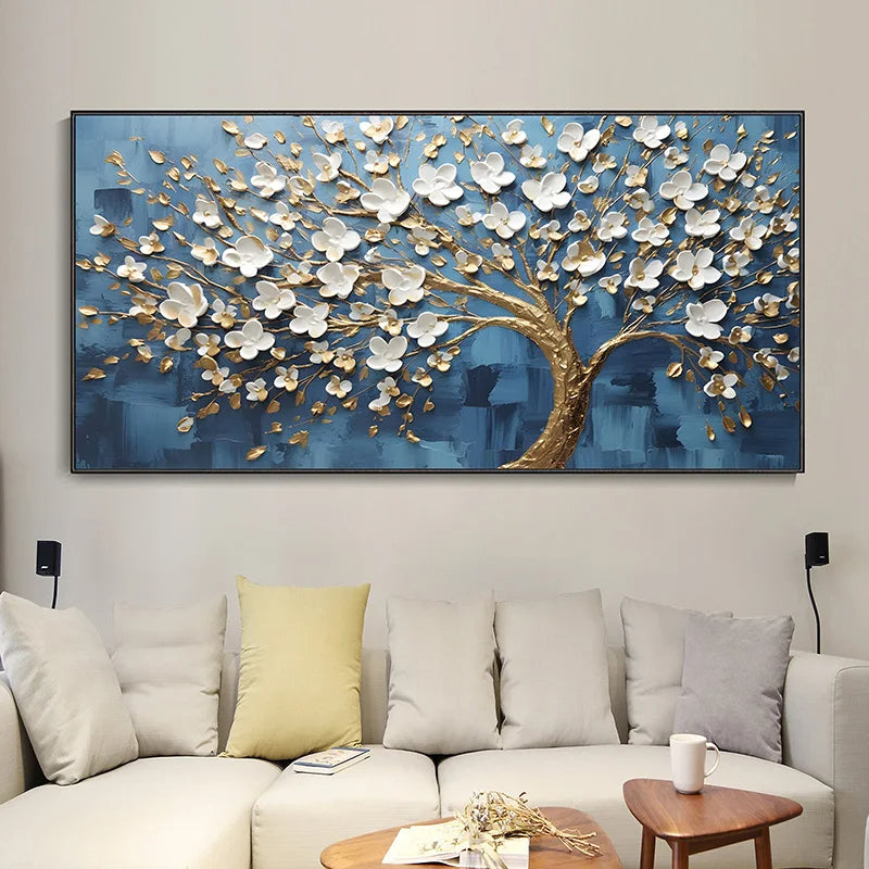 Abstract Cherry Blossom Tree Wall Art Fine Art Canvas Prints Modern Botanical Floral Pictures For Living Room Bedroom Art Decor | Bowlift