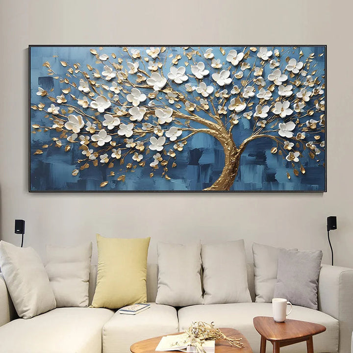 Abstract Cherry Blossom Tree Wall Art Fine Art Canvas Prints Modern Botanical Floral Pictures For Living Room Bedroom Art Decor | Bowlift