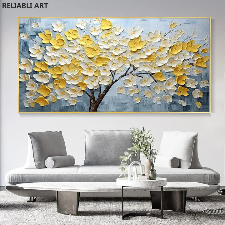 Abstract Cherry Blossom Tree Wall Art Fine Art Canvas Prints Modern Botanical Floral Pictures For Living Room Bedroom Art Decor | Bowlift