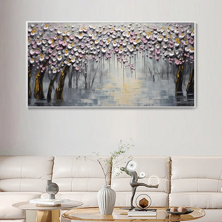Abstract Cherry Blossom Tree Wall Art Fine Art Canvas Prints Modern Botanical Floral Pictures For Living Room Bedroom Art Decor | Bowlift