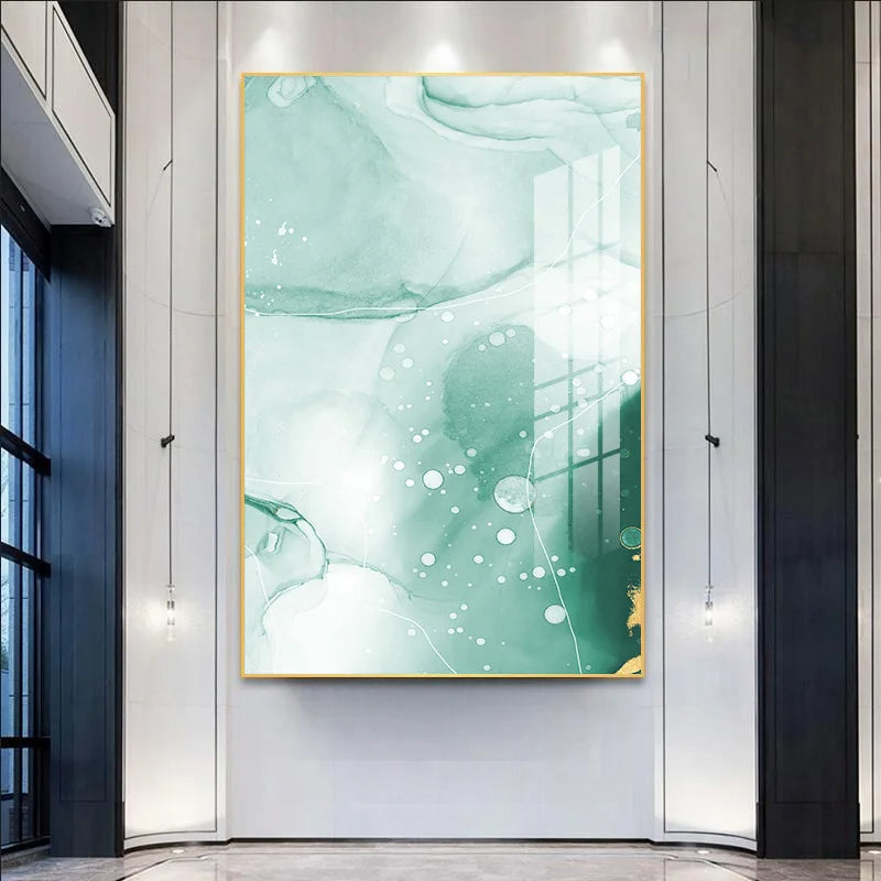 Abstract Green Golden Marble Print Wall Art Fine Art Canvas Prints Pictures For Modern Apartment Living Room Hotel Room Art Decor | Bowlift