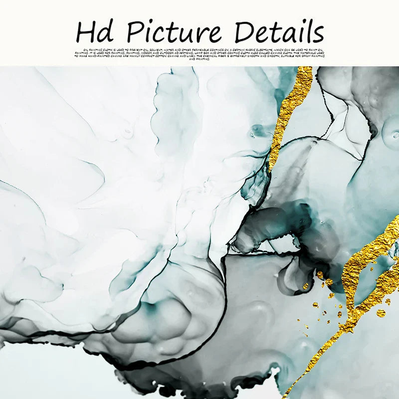 Jade Green Grey Golden Marble Print Abstract Wall Art Fine Art Canvas Prints Pictures For Modern Living Room Home Office Art Decor | Bowlift