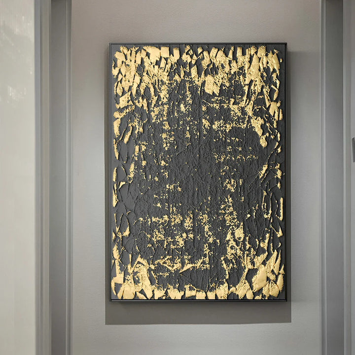 Abstract Vintage Organic Golden Black Wall Art Fine Art Canvas Prints Modern Pictures For Living Room Dining Room Entrance Foyer Art | Bowlift