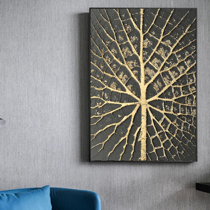 Abstract Vintage Organic Golden Black Wall Art Fine Art Canvas Prints Modern Pictures For Living Room Dining Room Entrance Foyer Art | Bowlift