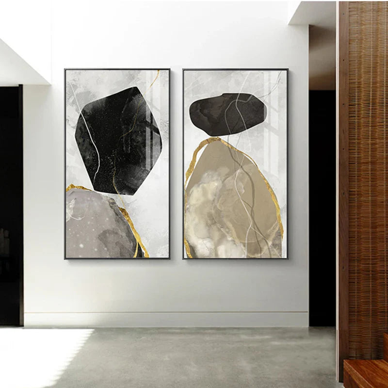Abstract Zen Pebbles Wall Art Fine Art Canvas Prints Nordic Geomorphic Pictures For Living Room Bedroom Entrance Foyer Art Decor | Bowlift