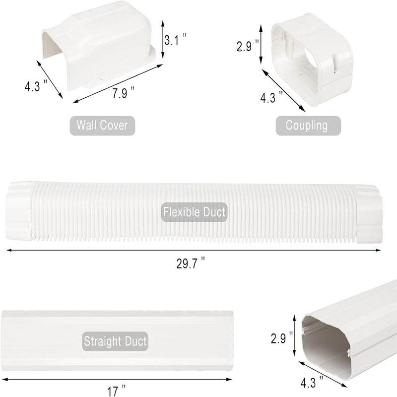 BowLift | Mini Split Line Accessories Set Cover PVC Decorative Pipe Line Cover For Air Conditioner for Outside Heat Pumps Tubing Cover