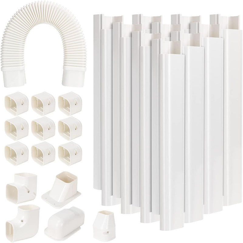BowLift | Mini Split Line Accessories Set Cover 3-inch W 16.1 Ft L  PVC Decorative Pipe Line Cover For Air Conditioner for Outside Heat Pumps Tubing Cover