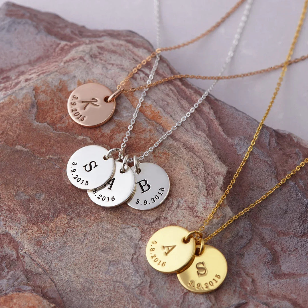 BowLift | Dainty Personalized Disc Initial & Date Necklace