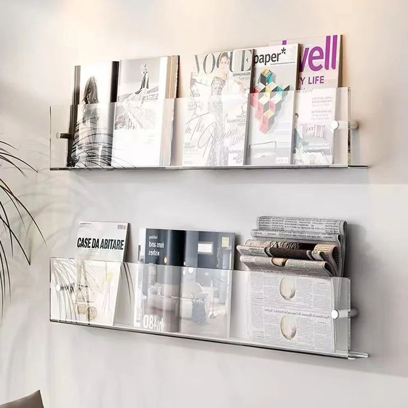 BowLift | ClearLine – Stylish Acrylic Wall Shelf for Magazines