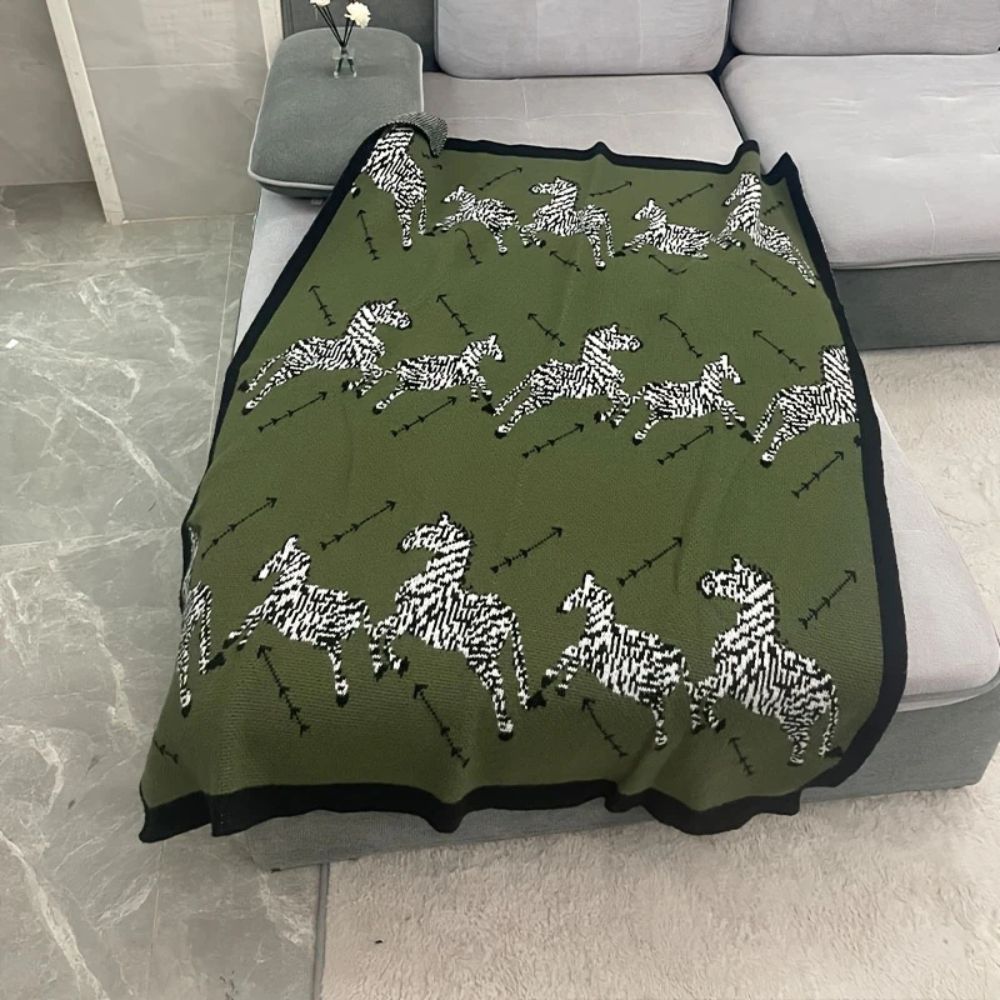 BowLift | Acrylic Vintage Wild Zebra Knitted Blanket