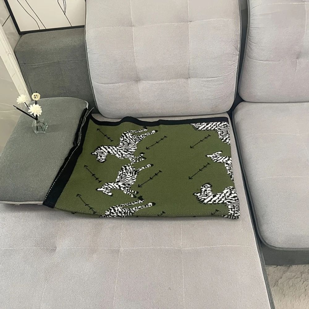 BowLift | Acrylic Vintage Wild Zebra Knitted Blanket