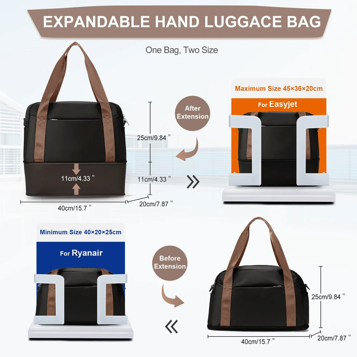 BowLift | Travel bag "Skyvora" | Maximum size for hand luggage | Light & versatile | 40x20x25 cm & 45x36x20 cm