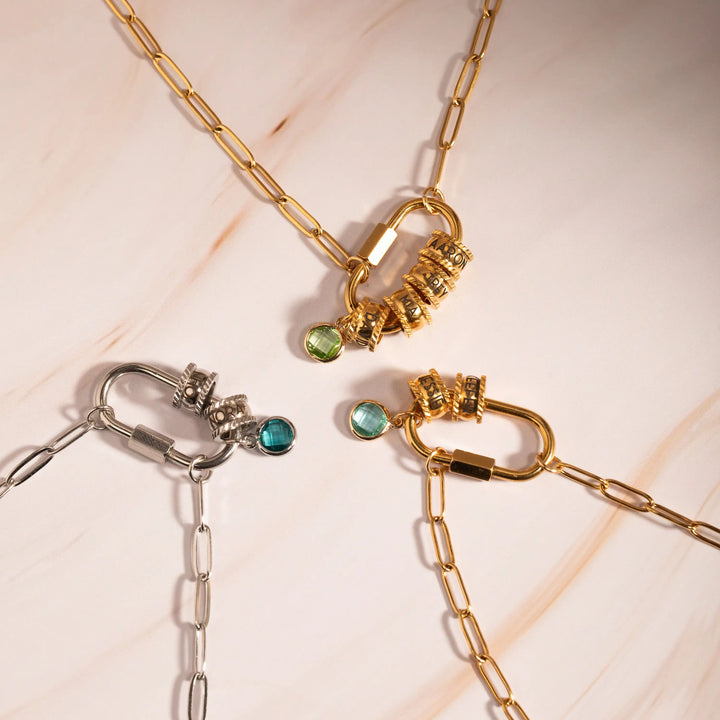 BowLift | Personalized Carabiner Name & Birthstone Necklace