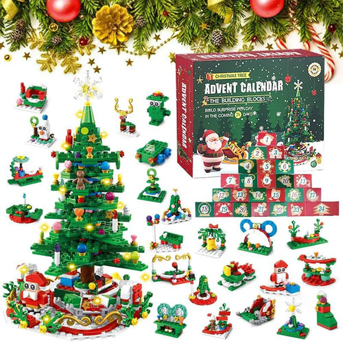 BowLift | Luminova Adventskalender Kinderen – Bouwsteen Kerstboom met 24 Verrassingen & LED-Verlichting, Creatief & Educatief Speelplezier