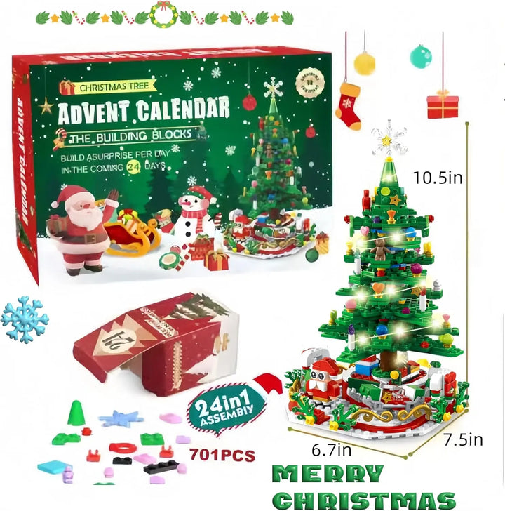 BowLift | Luminova Adventskalender Kinderen – Bouwsteen Kerstboom met 24 Verrassingen & LED-Verlichting, Creatief & Educatief Speelplezier