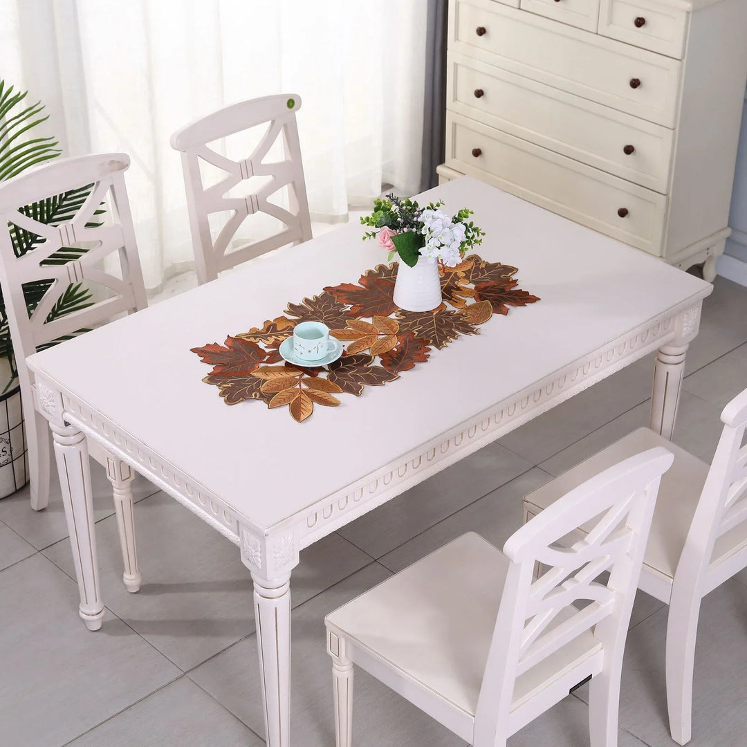 BowLift | HarvestLeaf Table Runner | Embroidered Maple Leaf Design | Autumn Decor in Country Style