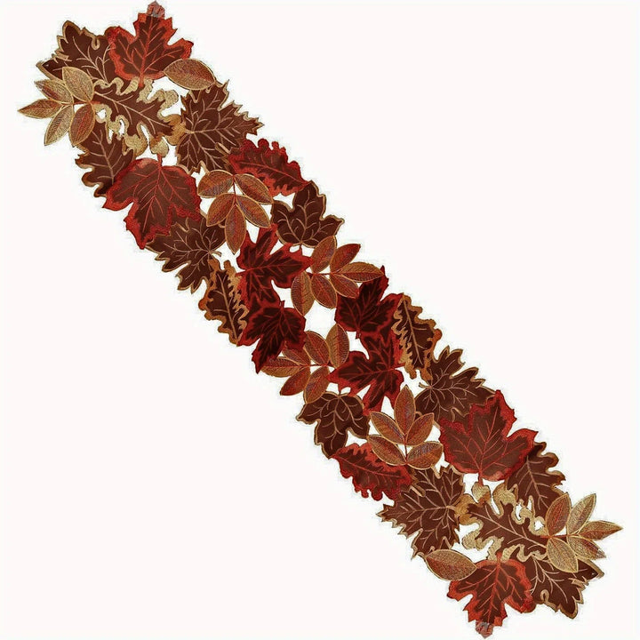 BowLift | HarvestLeaf Table Runner | Embroidered Maple Leaf Design | Autumn Decor in Country Style