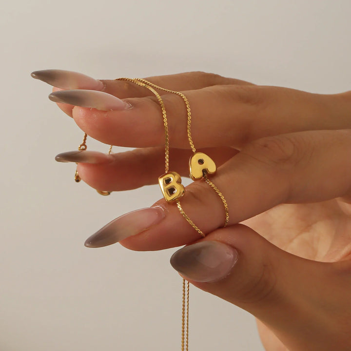 BowLift | Dainty Bubble Letter Initial Bracelet