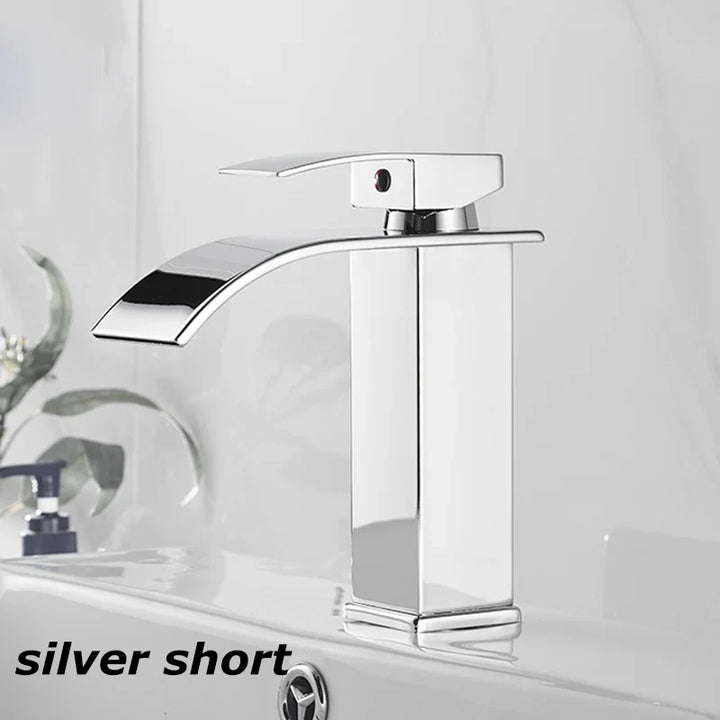 BowLift | Waterfall Vanity Tap Aqualis Noir | Stainless Steel | Hot & Cold Water | For Bathroom & Guest Toilet