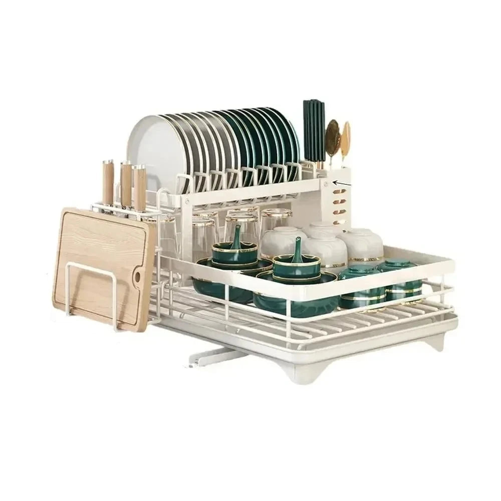 BowLift | Adjustable Stainless Steel Dish Drying Rack – Space-Saving Kitchen Drainer for Plates, Glasses & Cutlery