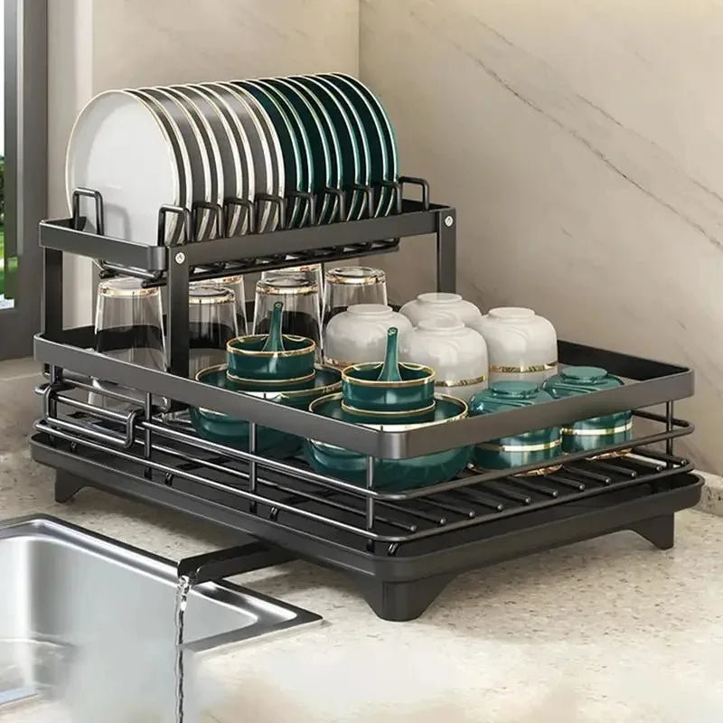 BowLift | Adjustable Stainless Steel Dish Drying Rack – Space-Saving Kitchen Drainer for Plates, Glasses & Cutlery