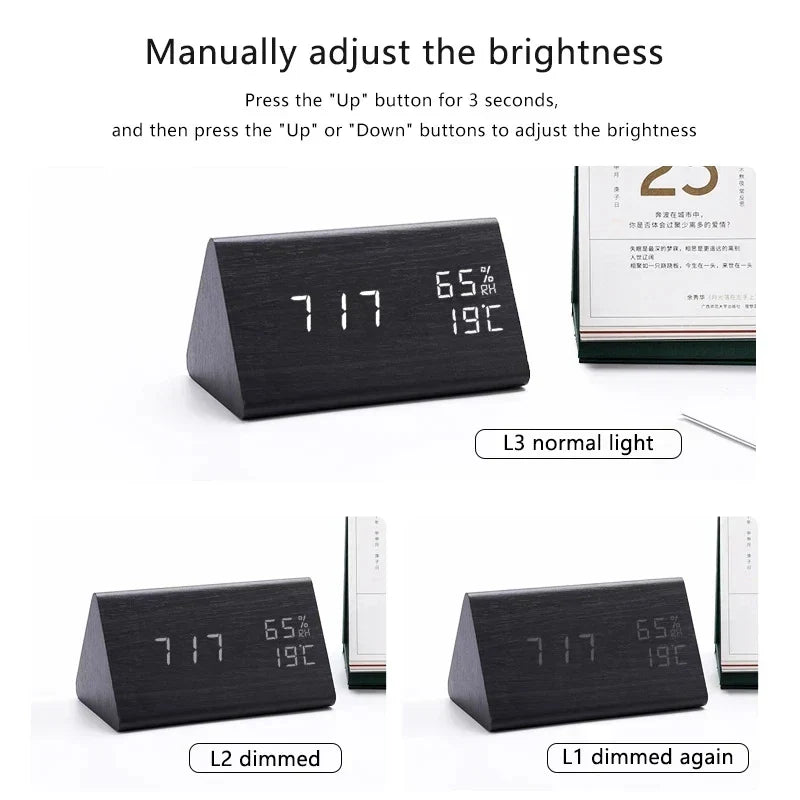 BowLift | Futura - Digital Wooden Alarm Clock with Thermometer Included