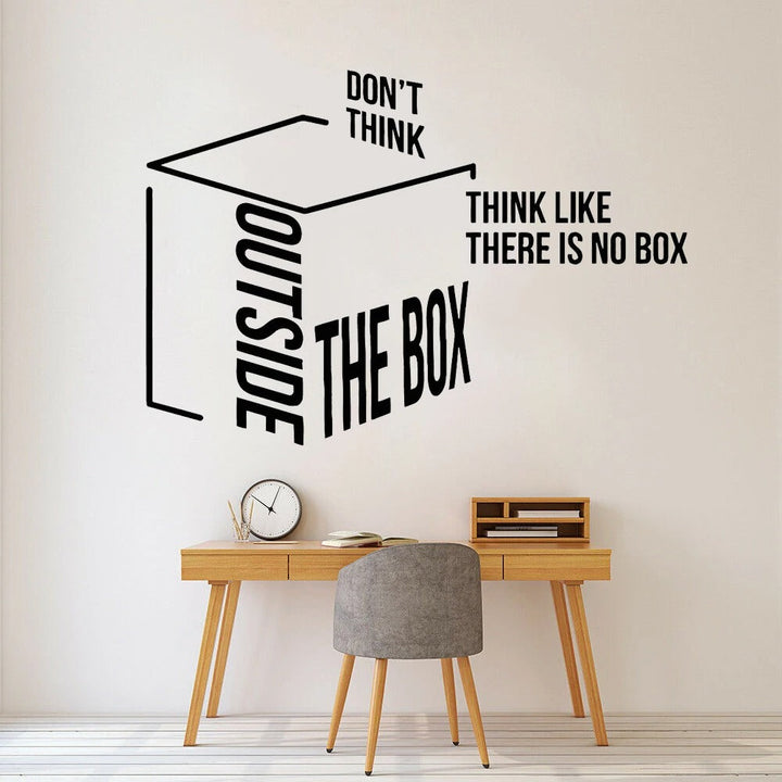 Alternative Think Outside The Box Wall Decal Motivation Quote For Office Idea Wall Stickers Removable Mural For Inspirational Creative Thinking | Bowlift