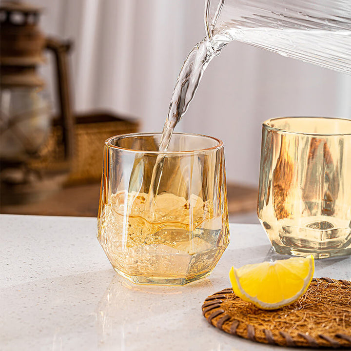 BowLift | Amber hexagonal Glass Cups