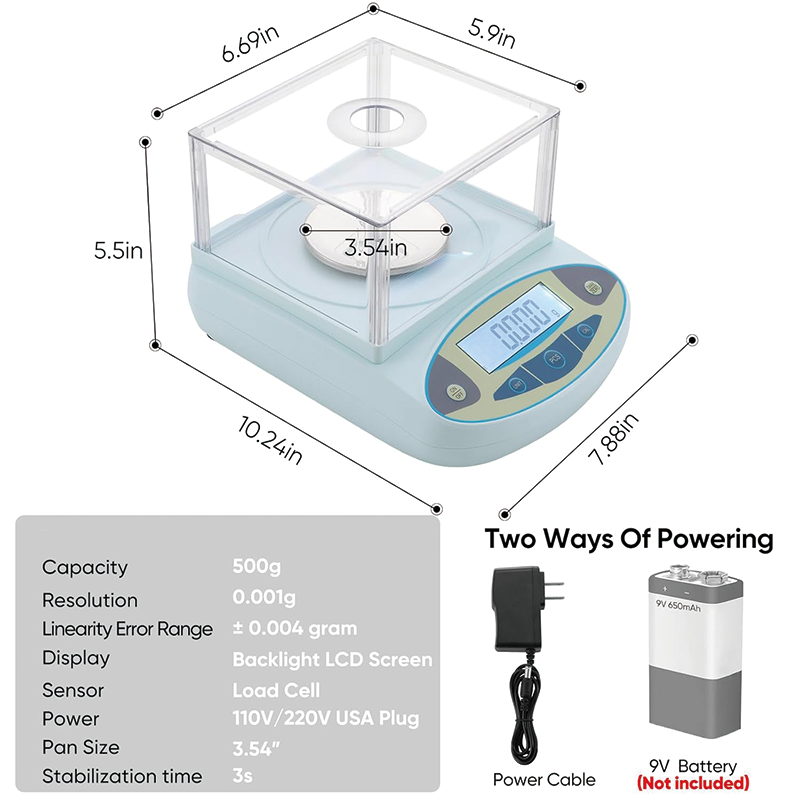 BowLift | Lab Scale Analytical Balance, 500gx0.001g High Precision Lab Analytical Balance with Calibration Weight, Accurate Scientific Laboratory Electronic Scale
