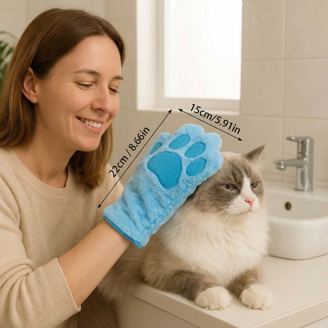 Animal care microfibre glove – dry bath towel & coat cleaning for cats Bowlift