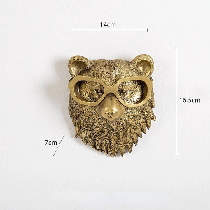 BowLift | Antique Bronze Resin Animal Pendant Golden Deer Head Wall Storage Hook Background Wall Accessories Decorative Figures
