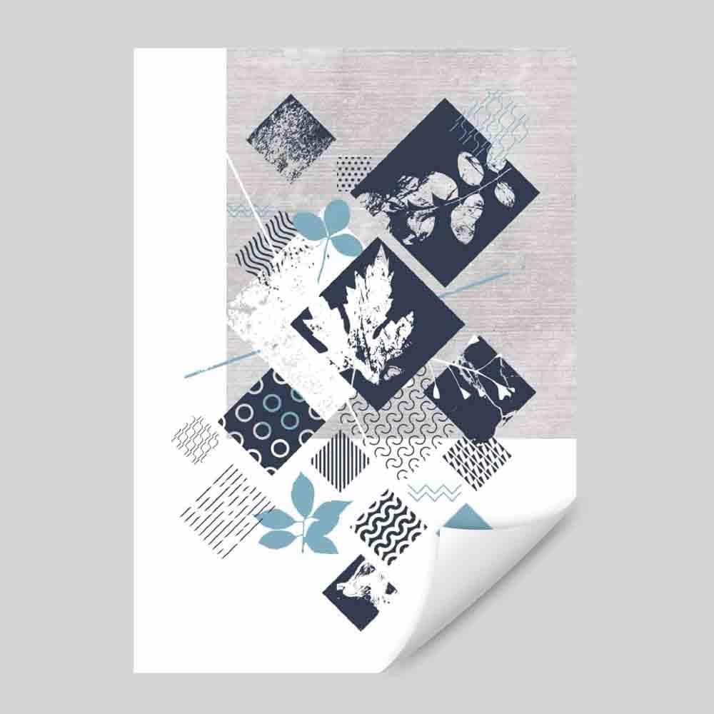 BOTANICAL Abstract GEOMETRIC Navy Blue and Aqua Flower Pattern 03 | Bowlift