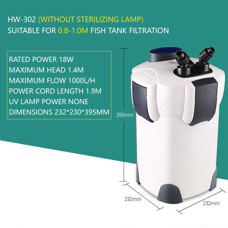BowLift | Fish Tank Cylinder Filter Bucket Hw302 External Filter Aquarium Germicidal Lamp Clean Water Algae