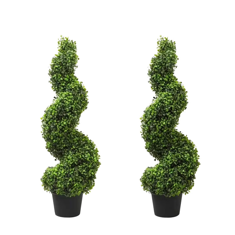 BowLift | 2 Pcs Faux Plant Artificial Plants Bonsai Boxwood Topiary 3Ft Spiral Tree For Home And Indoor Outdoor Decoration