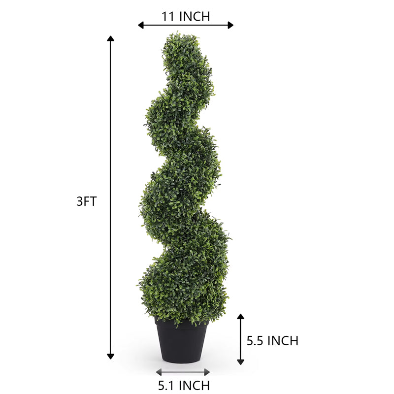 BowLift | 2 Pcs Faux Plant Artificial Plants Bonsai Boxwood Topiary 3Ft Spiral Tree For Home And Indoor Outdoor Decoration