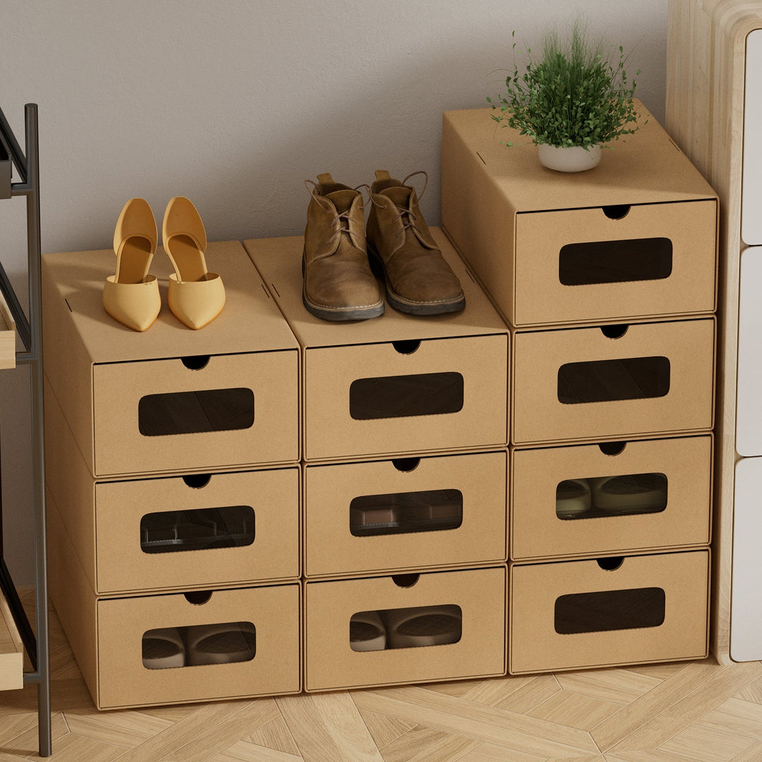 Storage boxes cardboard with window & drawer 10-piece set | Bowlift