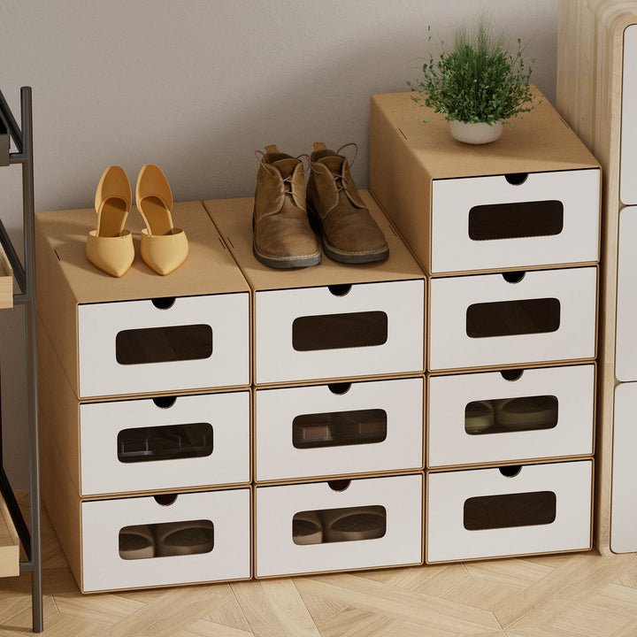 Storage boxes cardboard with window & drawer 10-piece set | Bowlift
