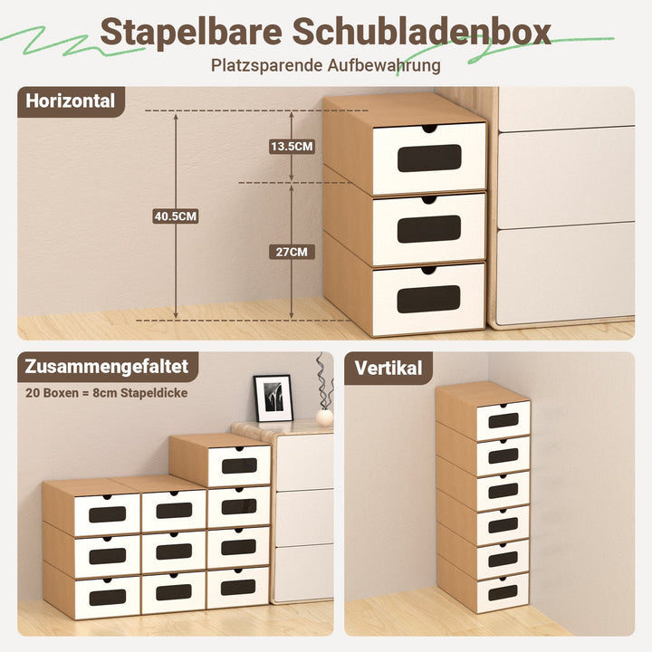 Storage boxes cardboard with window & drawer 10-piece set | Bowlift