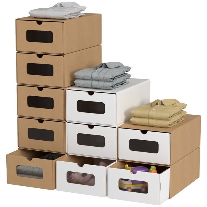 Storage boxes cardboard with window & drawer 10-piece set | Bowlift