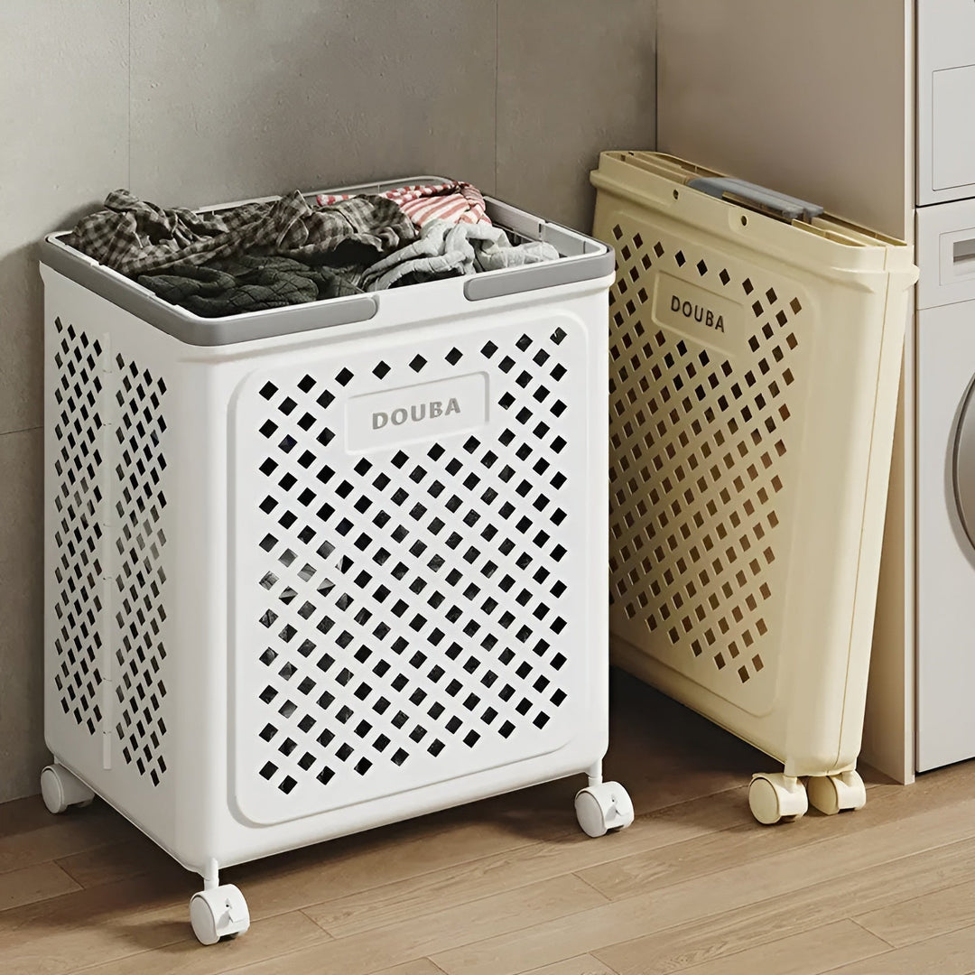 FoldaBowlifte Laundry Basket with Wheels – Space-Saving & Practical | Perfect for Bathroom & Bedroom | Bowlift